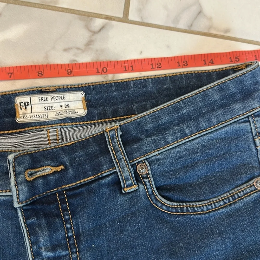 Free People Blue Flare Wide Leg Jeans - Picture 3 of 4